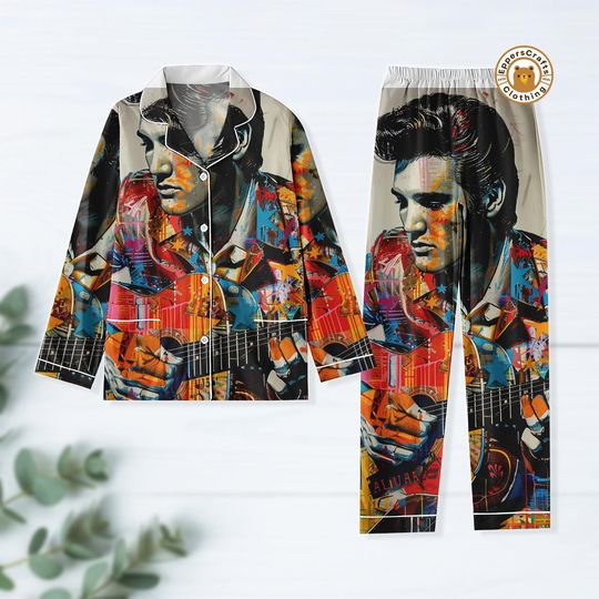 Elvis Presley Pajamas Set, Presley Merch, Gift for Elvis Presley Fan, Memories Music