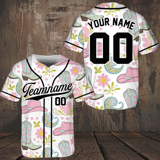 Custom Wild West Cowboy Boots Baseball Jersey, Personalized Name And Number Baseball Jersey