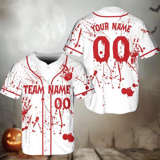 Halloween Baseball Jersey with Pumpkin & Spiderweb - Custom Name Team Uniform