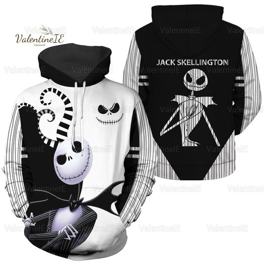 Jack Skellington Hoodie, Jack Skellington Shirt, Nightmare Before Christmas Hoodie, Skellington 3D Hoodie
