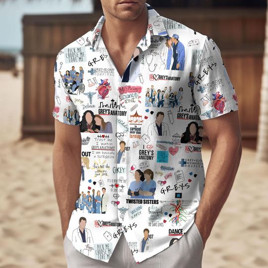 Grey Anatomy Hawaiian Shirt and Shorts Set
