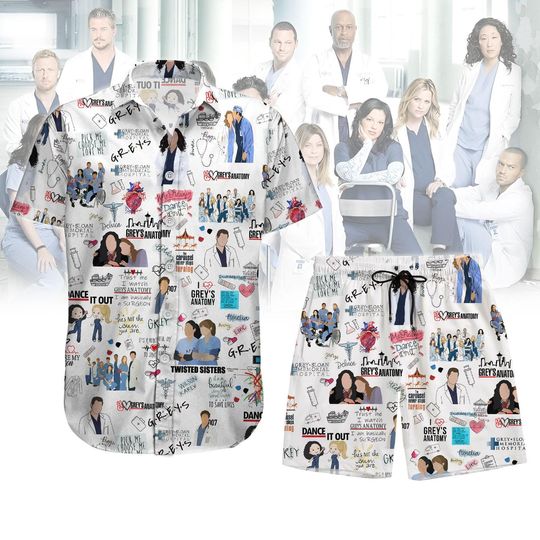 Grey Anatomy Hawaiian Shirt and Shorts Set