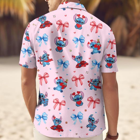 Lilo And Stitch Button Hawaiian Shirt and Shorts Set