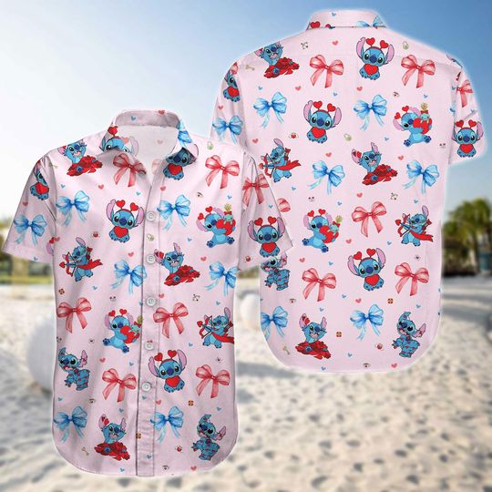 Lilo And Stitch Button Hawaiian Shirt and Shorts Set