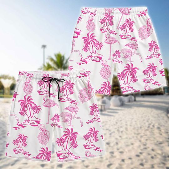 Flamingo Button Up Hawaiian Shirt and Shorts Set