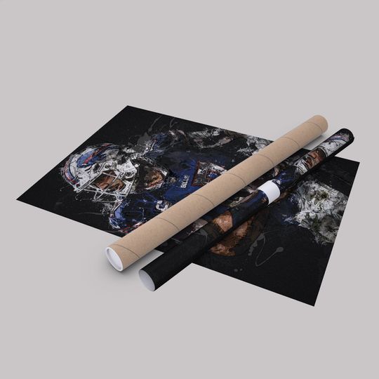 Josh Allen Painting Buffalo Bills football Hand Made Poster Print Wall Art Man Cave Gift Home Kids Decor