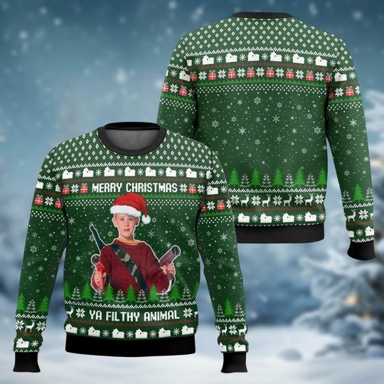 Home Alone Christmas Ugly Sweater, Merry Christmas Ya Filthy Animal Sweater, Kevin Mccallister Xmas Sweater, Funny Movie Holiday Sweater