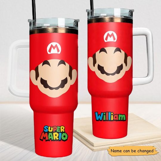 Personalized Super Mario Bros Tumbler, Custom Super Mario Galaxy Movie Cup, Super Mario World Travel Tumblers, Gamer Gifts For Fans