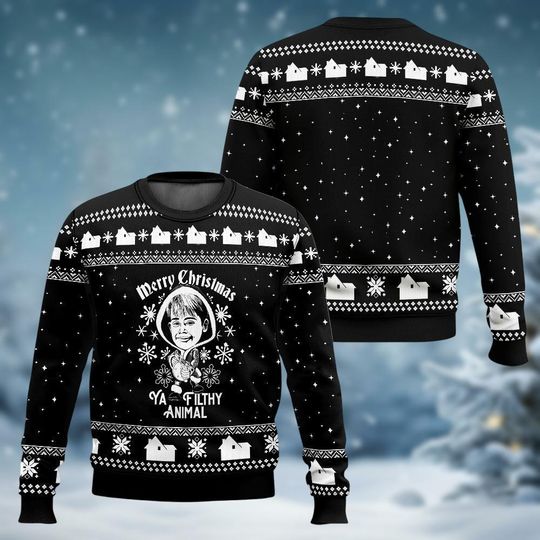Home Alone Christmas Ugly Sweater, Merry Christmas Ya Filthy Animal Sweater, Family Matching Shirt, Funny Kevin McCallister Xmas Sweater