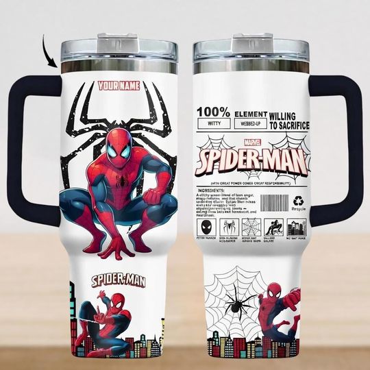 Personalized Spider Man Tumbler 40Oz, Spiderman Insulated Tumbler, Spider Coffee Tumbler, Superhero Tumbler Cup, Peter Parker Tumbler