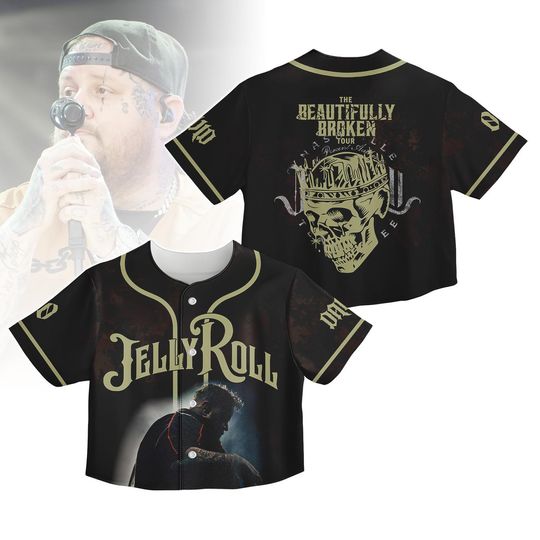 Custom Jelly Roll Crop Top Baseball Jersey, The Beautifully Broken Tour Baseball Shirt