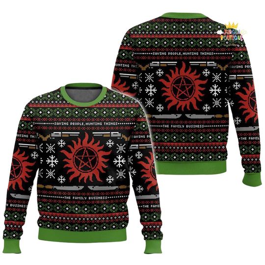 Christmas Supernatural Ugly Sweater, Hunting Things The Family Business Sweater, TV Series Holiday Sweater, Supernatural Xmas Sweater
