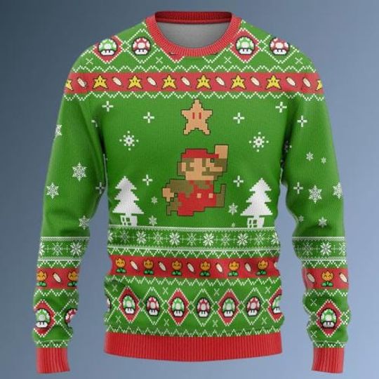 Nintendo Super Mario Custom Ugly Christmas Sweater
