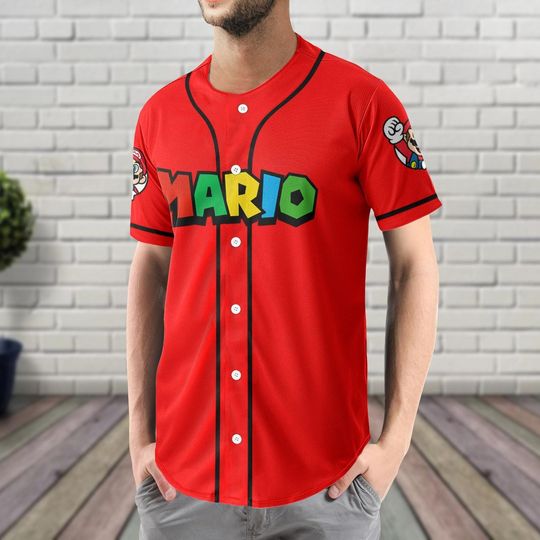 Mario Jersey Baseball Jersey, Super Mario Jersey Kids Shirt, Mario Baseball Shirt, Video Game Baseball Shirt, Baseball Jersey Shirt