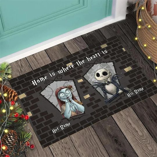 Custom Jack And Sally Doormat, Nightmare Before Christmas Welcome Mat