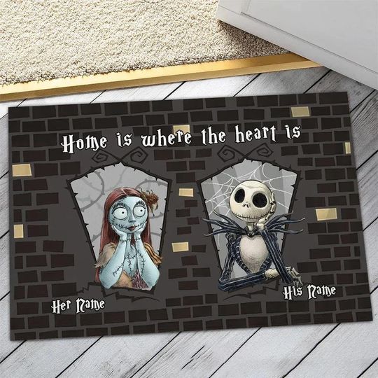 Custom Jack And Sally Doormat, Nightmare Before Christmas Welcome Mat