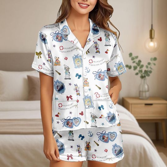 Disney Cruise Short Pajamas, Cartoon Pajamas Set, Cute Sleepwear, Mickey Pajamas, Christmas Gift
