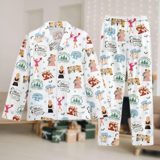 White Christmas Themed Christmas Pajama Set, Classic Movie Pajama Set, Festive Matching Pajamas Set, Holiday Gift
