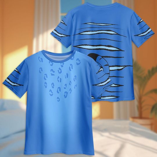 Blue Tiger T-Shirt and Pants Sleepwear Set, Derpy Tiger PJs, Tiger Movie Sleepwear, Cute Loungewear Outfit, Christmas Pajamas Set