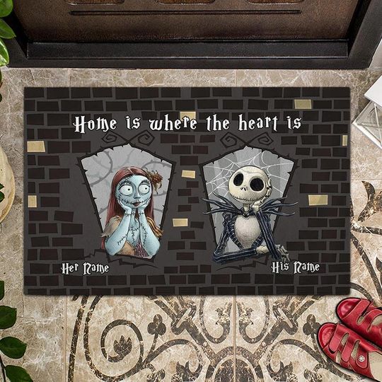 Custom Jack And Sally Doormat, Nightmare Before Christmas Welcome Mat