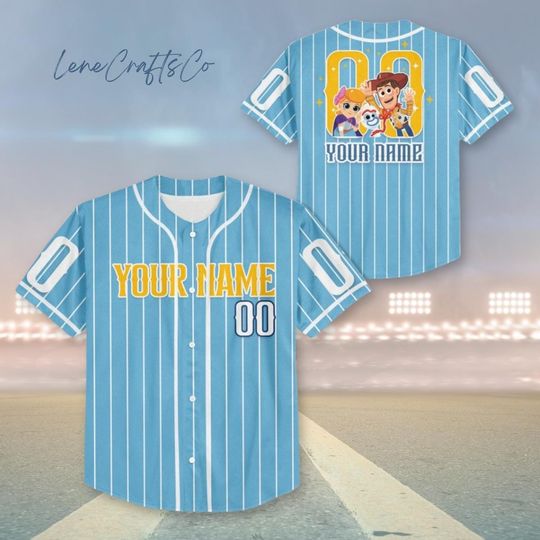 Custom Toy Story Baseball Jersey, Buzz Lightyear Jersey Shirt, Woody Jessie Jersey, Bullseye T-Rex Jersey, Toy Story Friends Jersey