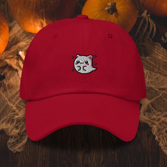 Halloween Ghost Cat Hat  Spooky Embroidered Witch Cat Hat for Pet Lovers