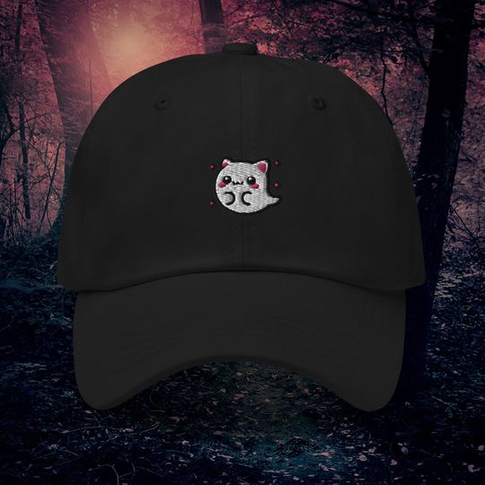 Halloween Ghost Cat Hat  Spooky Embroidered Witch Cat Hat for Pet Lovers