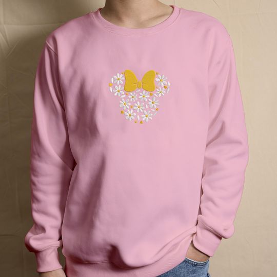 Flower Mouse Head Embroidery Sweatshirt Trendy Embroidery Sweatshirt