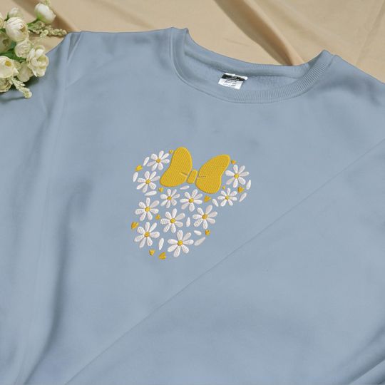 Flower Mouse Head Embroidery Sweatshirt Trendy Embroidery Sweatshirt