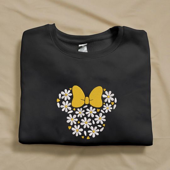 Flower Mouse Head Embroidery Sweatshirt Trendy Embroidery Sweatshirt