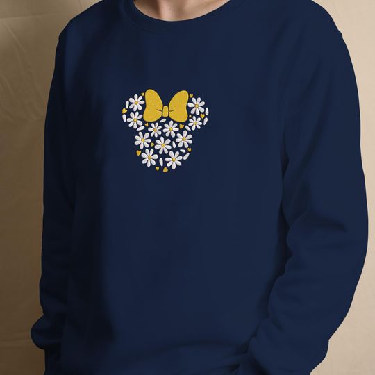 Flower Mouse Head Embroidery Sweatshirt Trendy Embroidery Sweatshirt