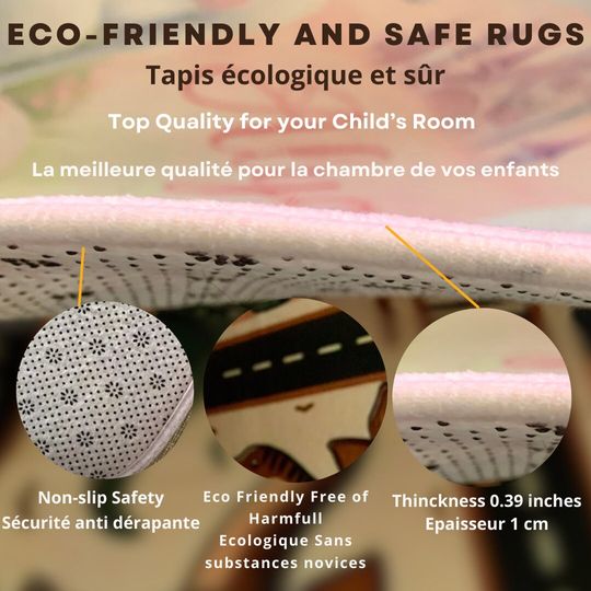 Princess Castle Round Floor Pad| Round Kids Rug | Non Slip Floor Mat | Nursery Rug
