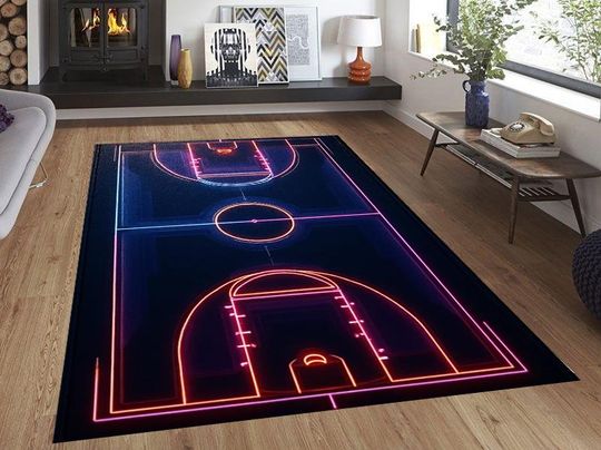 Basketball Rug: Modern Sports Decor for Playroom or Living Room