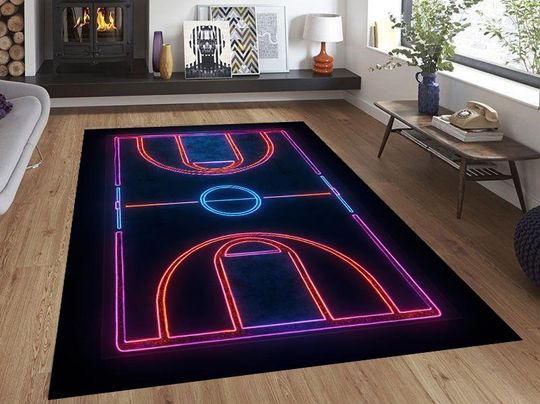Basketball Rug: Modern Sports Decor for Playroom or Living Room