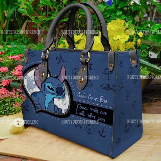 Stitch Touch This I Will Bite You Leather Handbag,Stitch Lovers Handbag, Gift For Her
