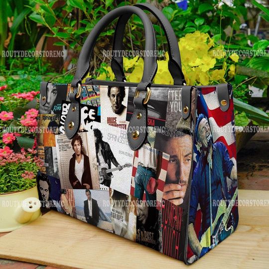 Bruce Springsteen women leather Handbag, Bruce Springsteen Lover Handbag, Leather Bag, Rock Band Woman Handbag
