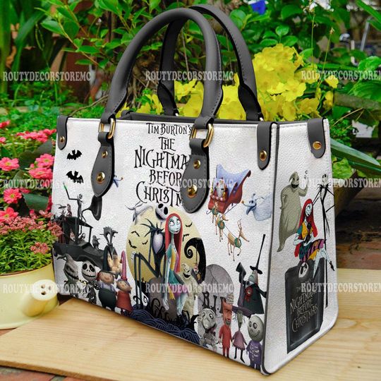 Nightmare Before Christmas Leather Handbag,Nightmare Lover's Handbag,Custom Leather Bag,Personalized Bag