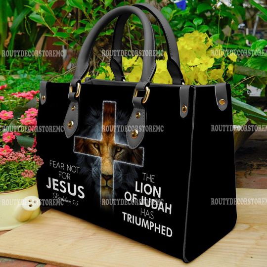 The Lion Of Judah Women Leather Bag,Jesus Women Handbag,Custom Leather Bag,Shopping Bag,Christian Gifts