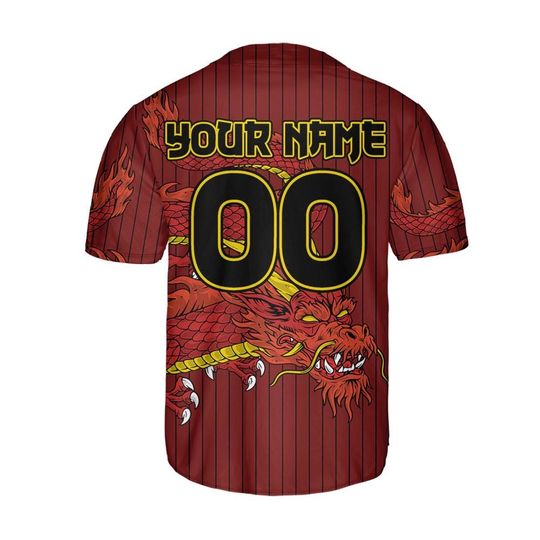 Personalize Team Name Devilish Dragon Striped Maroon Color Baseball Jersey