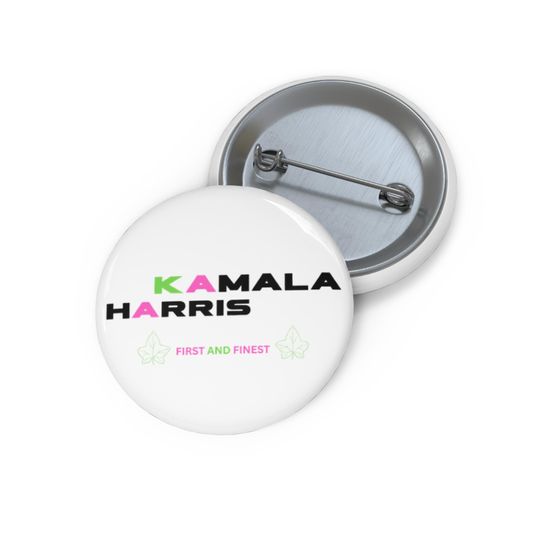 Kamala Harris Pin Button | Election 2024 Accessory, Stylish Gift, AKA Colors