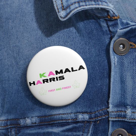 Kamala Harris Pin Button | Election 2024 Accessory, Stylish Gift, AKA Colors