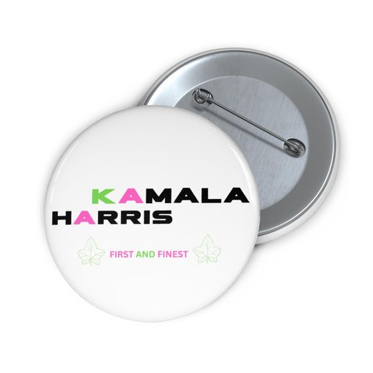 Kamala Harris Pin Button | Election 2024 Accessory, Stylish Gift, AKA Colors