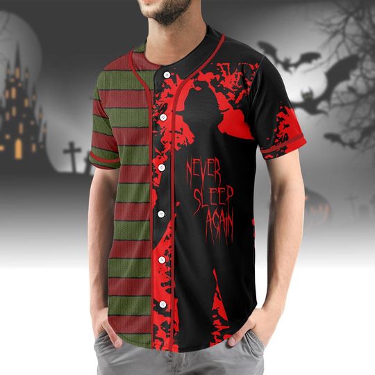 Never Sleep Again Baseball Jersey, Freddy Krueger Baseball Shirt