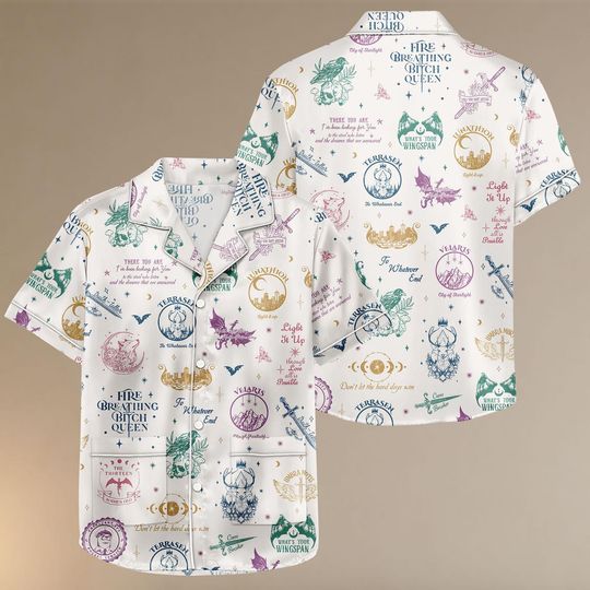 ACOTAR Court Symbols Pajama Set, Velaris Terrasen Night Court Gift, Fantasy Bookish Sleepwear, Cozy PJs for Women