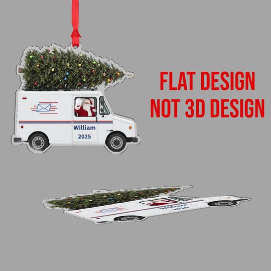 Personalized Mail Truck Ornament  Custom Postal Worker Christmas Tree Gift 2025