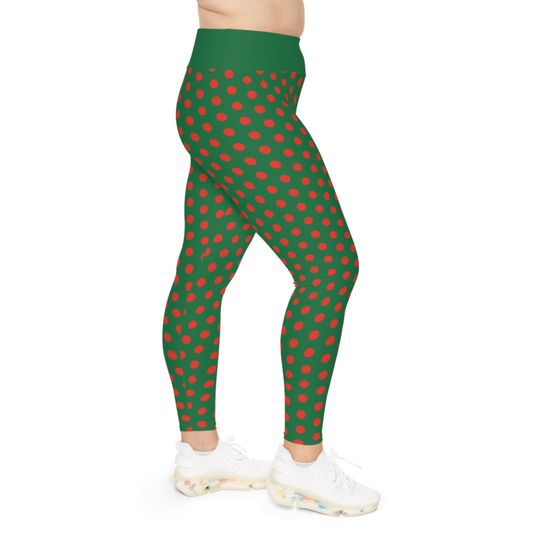 Leggings - Red On Green Polka Dots Trending