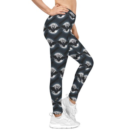 Gothic Bat Print Leggings: Goth-Core Yoga Pants