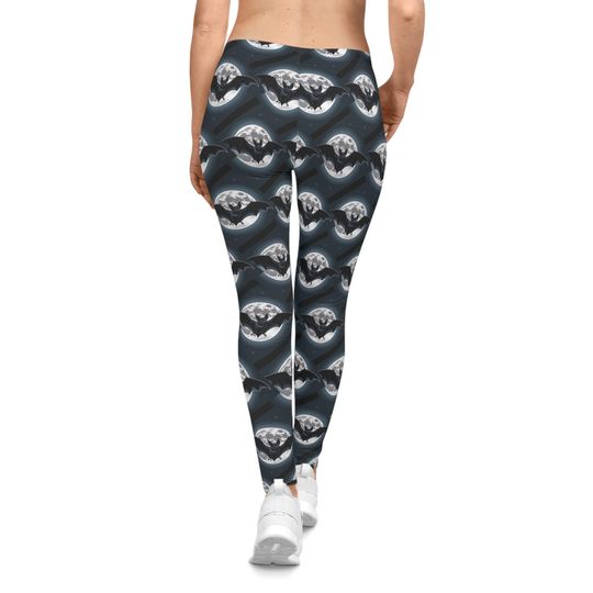 Gothic Bat Print Leggings: Goth-Core Yoga Pants