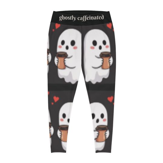 Ghostly Caffeinated Slimming Leggings: Plus Size Halloween Yoga Pants