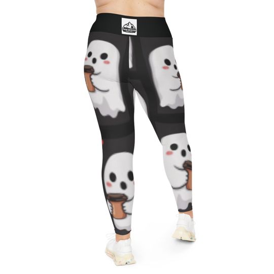 Ghostly Caffeinated Slimming Leggings: Plus Size Halloween Yoga Pants
